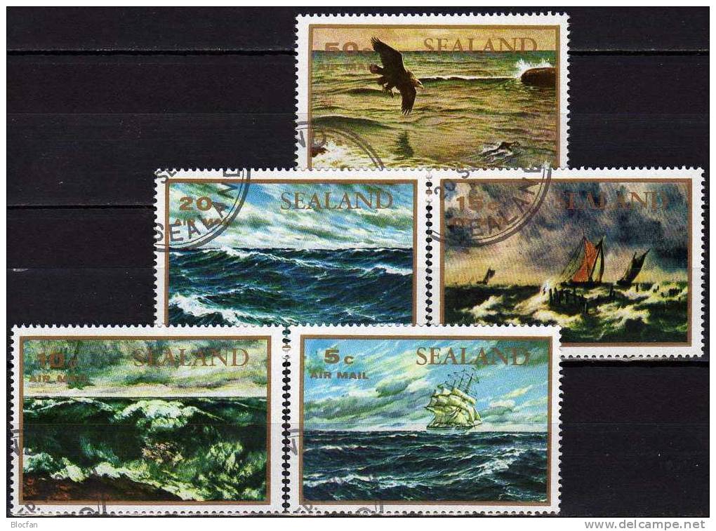 Atlantik 1970 Seefahrt Europa RM UK Sealand Set 46/0 O 12€ Historische Segel-Schiffe Privates Regionalmarken Stamp Of UK - Vignettes De Fantaisie