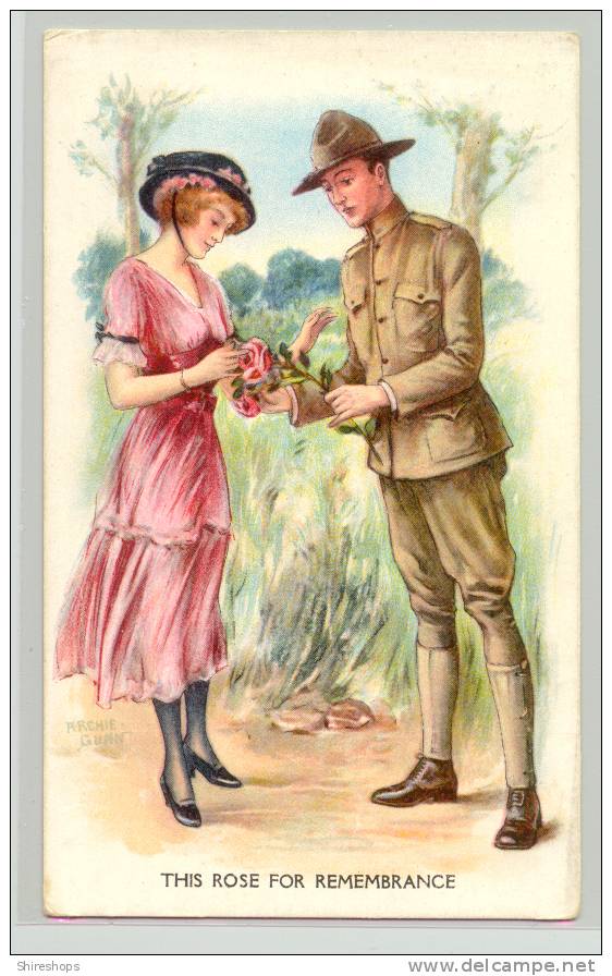 Archie Gunn This Rose For Remembrance Solider With Woman - Gunn