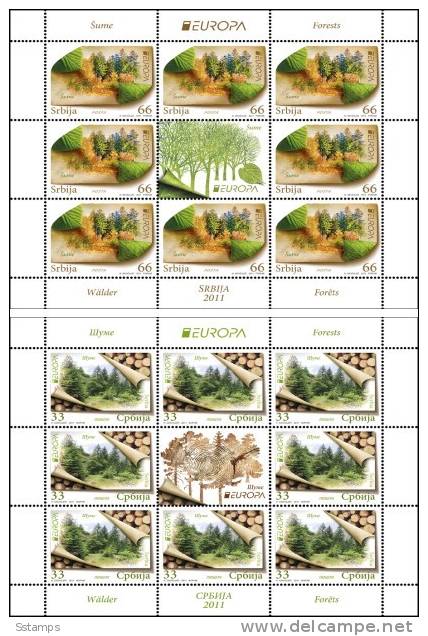 2011SRB  EUROPA CEPT FORESTS  SERBIEN SERBIA SRBIJA MINI SHEETS  NEVER HINGED - 2011
