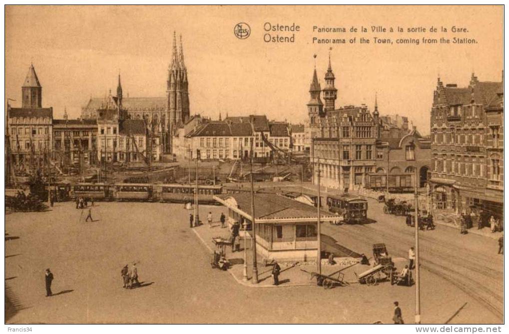 CPA - Ostende - Panorama De La Ville à La Sortie De La Gare - Oostende