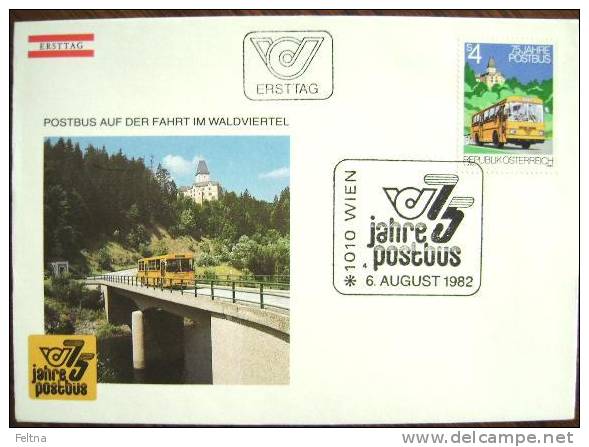 1982 AUSTRIA FDC 75 YEARS OF POST BUS AUTOBUS - Busses
