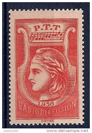 FRANCE - TIMBRE RADIODIFFUSION 2 1936 ROUGE - NEUF**  MNH COTE 82 EUR - France Radiodiffusion