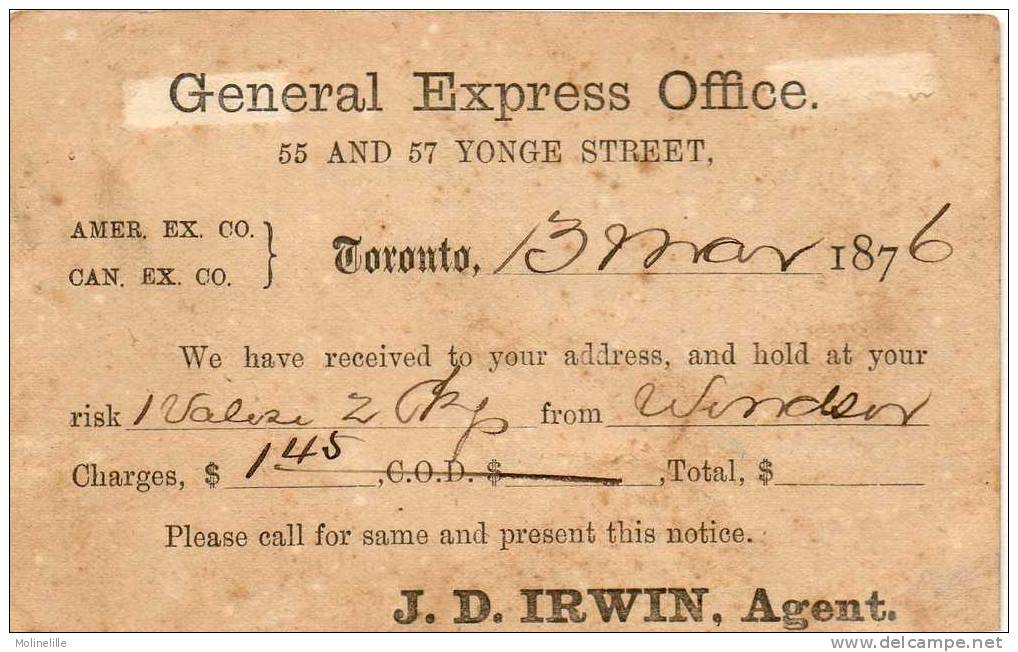 LOT 293 - CANADA : CARTE ENTIER 1 Cent (repiquée) - 1860-1899 Règne De Victoria