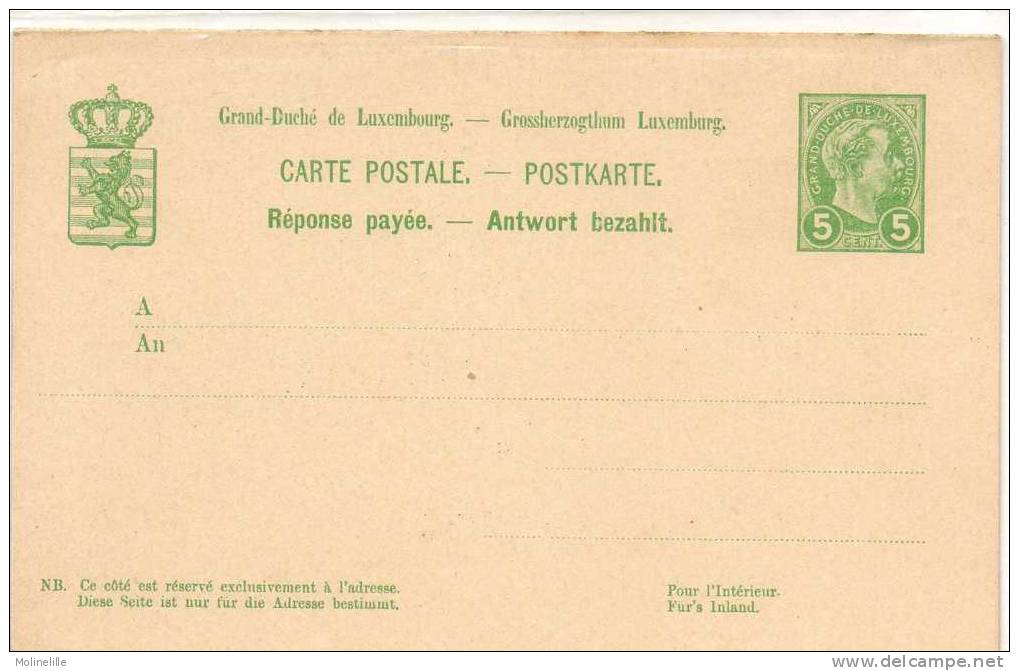 LOT 301 - LUXEMBOURG : CARTE ENTIER NEUVE Avec Réponse Payée - Stamped Stationery