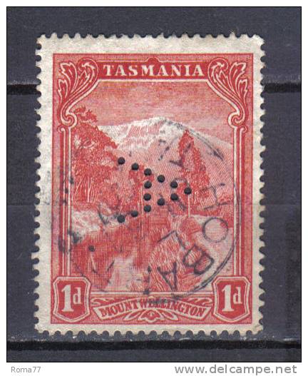 SS6097 - TASMANIA , 1d Wmk TAS Perfin  " A ". TATTERSALL’S A PATTERNS - Used Stamps