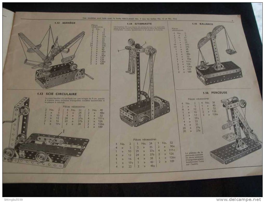 MECCANO. MANUEL D´ INSTRUCTIONS 3. 1954. Catalogue De 38 Pages De Modèles à Construire. - Meccano