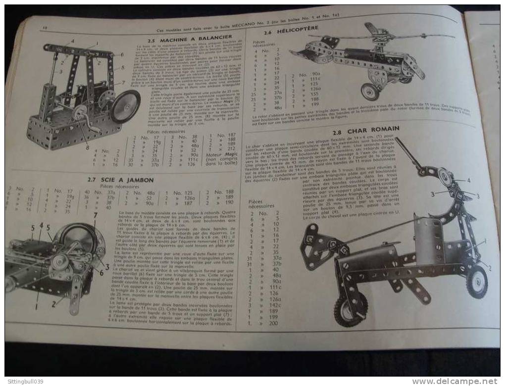 MECCANO. MANUEL D´ INSTRUCTIONS 3. 1954. Catalogue De 38 Pages De Modèles à Construire. - Meccano