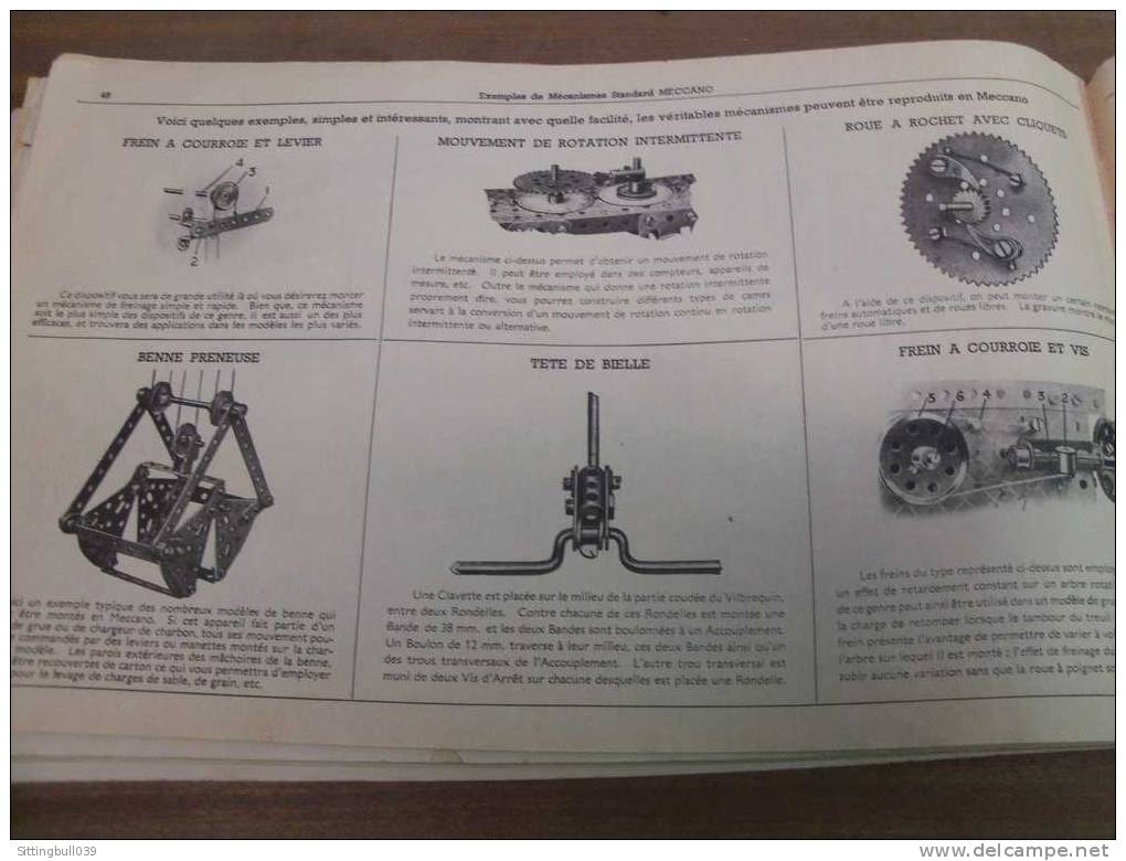 MECCANO. MANUEL D´ INSTRUCTIONS 4. La Mécanique en Miniature. 1948. Catalogue de 54 pages de modèles à construire.