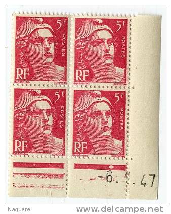 MARIANNE DE GANDON  5 F  -    Y & T N° 719 A   -  COINS DATES   6 1 47   -  SANS TRACE DE CHARNIERE - 1940-1949