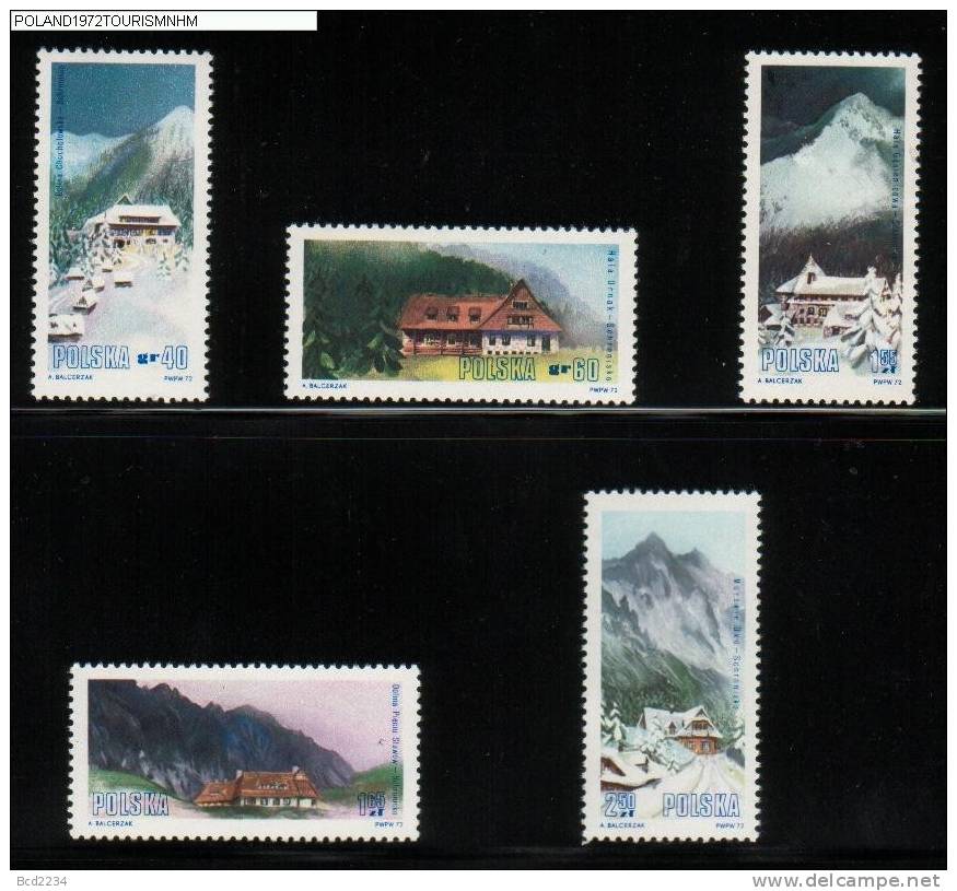 POLAND 1972 TOURISM - MOUNTAIN HOSTELS SET OF 5 NHM Mountains Snow - Nuevos