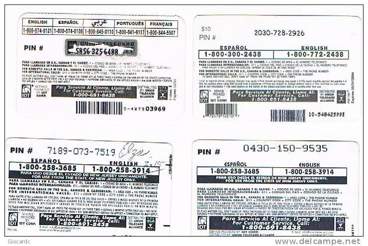 STATI UNITI (USA) - (REMOTE)  IDT -  LOT OF 4 PHONECARDS -  USED   -  RIF. 1175 - Altri & Non Classificati