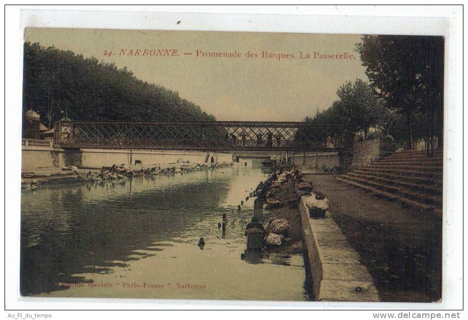 NARBONNE , PROMENADE DES BARQUES , LA PASSERELLE - Narbonne