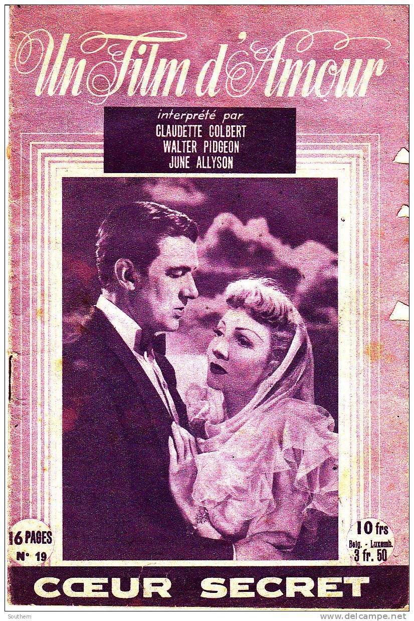 Un Film D´ Amour N° 19  " Coeur Secret " Avec Claudette Colbert, Walter Pidgeon, June Allyson - Film/ Televisie