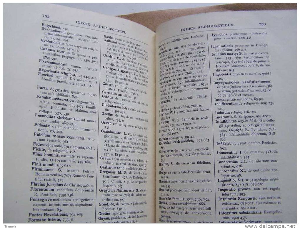 N°663 1. LATIN TANQUEREY -1927 - SYNOPSIS THEOLOGIAE DOGMATICAE FUNDAMENTALIS- - Cultura