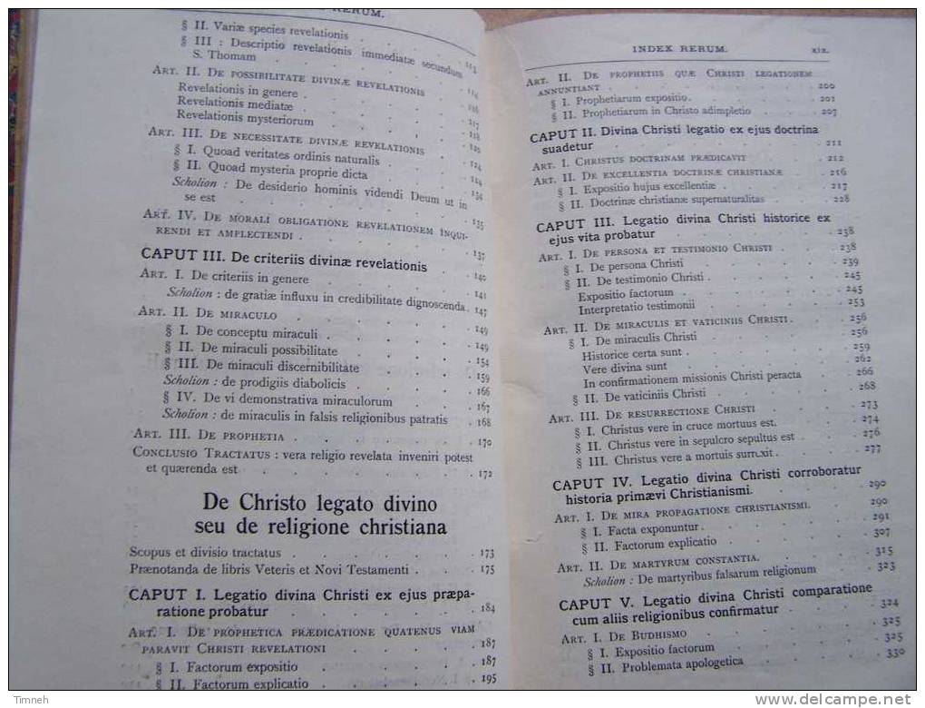 n°663 1. LATIN TANQUEREY -1927 - SYNOPSIS THEOLOGIAE DOGMATICAE FUNDAMENTALIS-