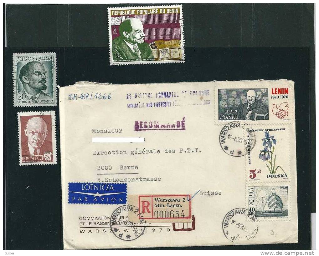 R-Luftpostbrief Und 3 Briefmarken O - Lenin