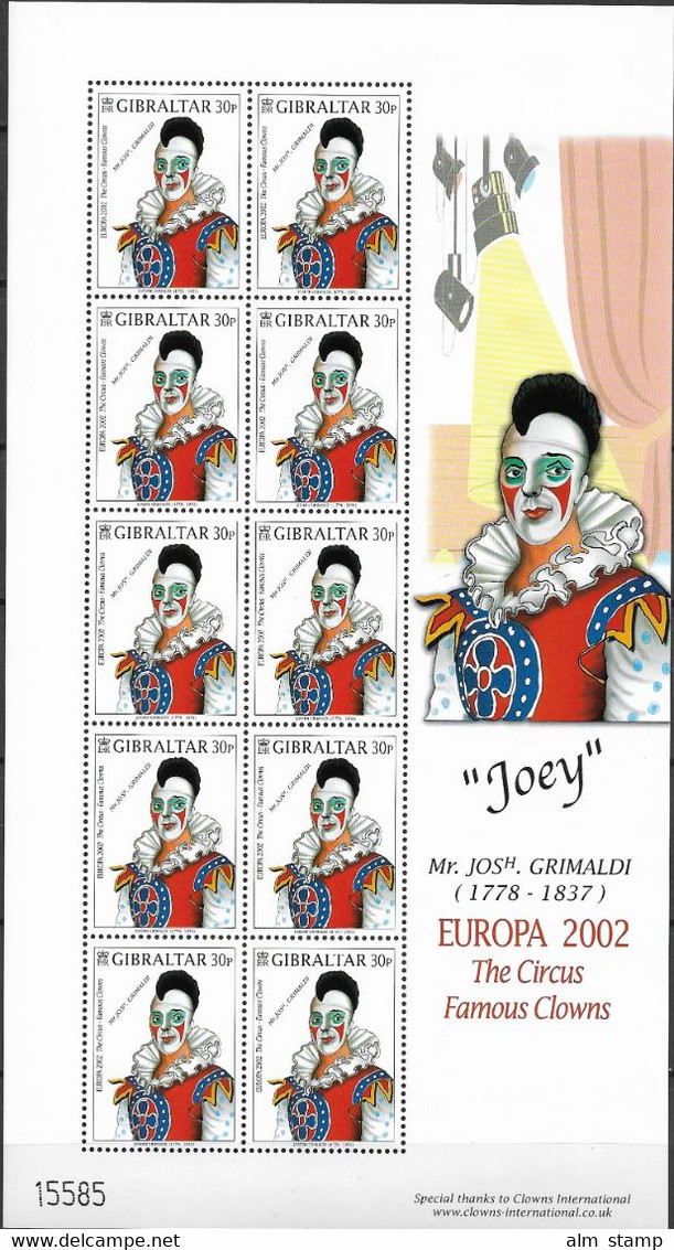 2002 Gibraltar  Mi. 1002-5  ** MNH  Europa Zirkus - 2002