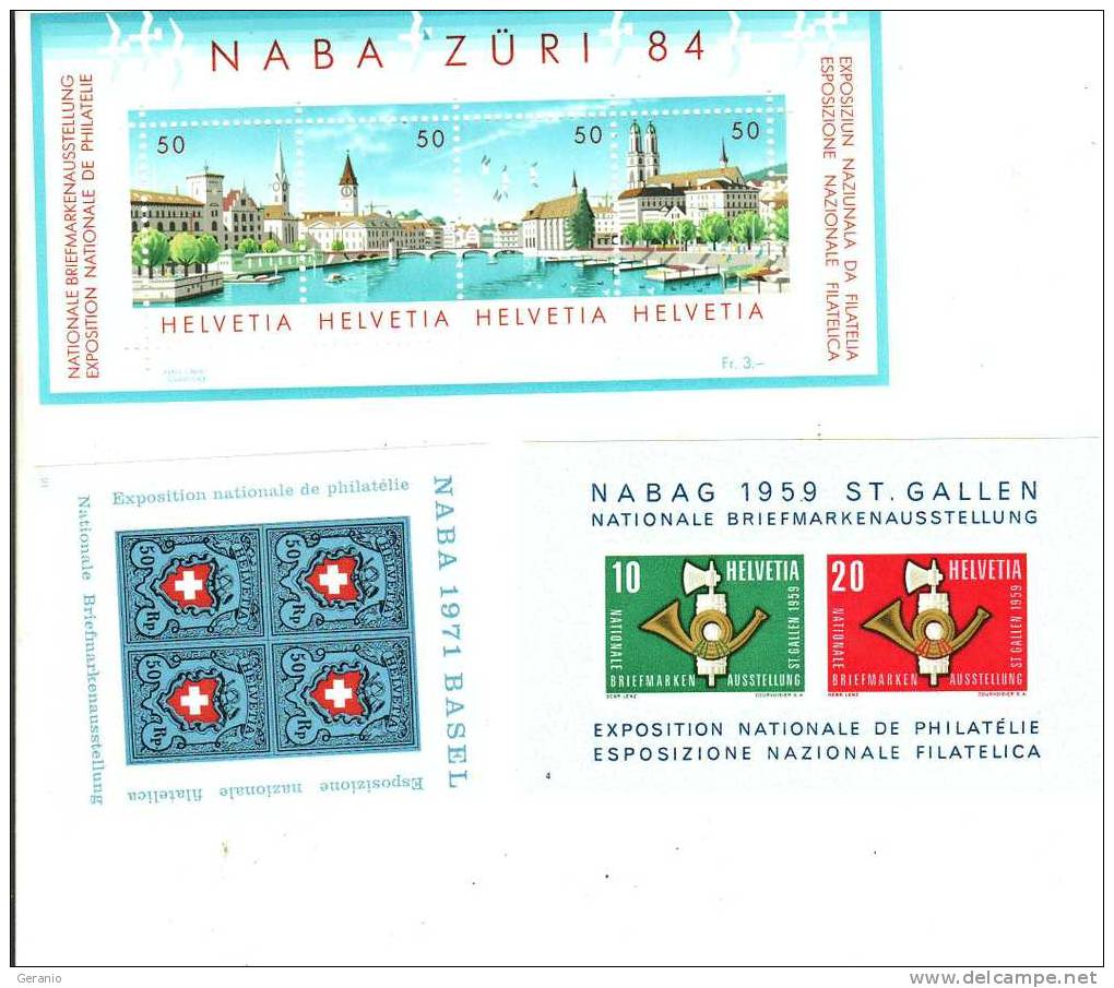 SVIZZERA 3 FOGLIETTI PERFETTI - Unused Stamps