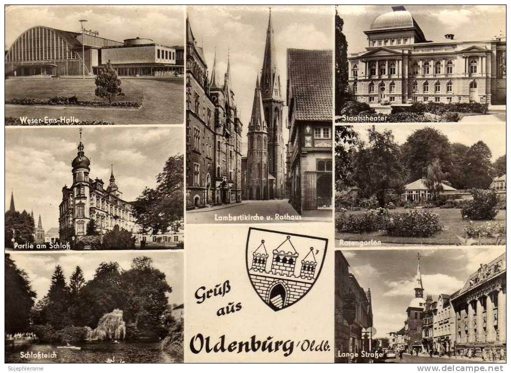 Oldenburg Weser-Ems-Halle Partie Am Schloss Schlossteich Lambertikirche Rathaus Staatstheater Rosengarten - Oldenburg