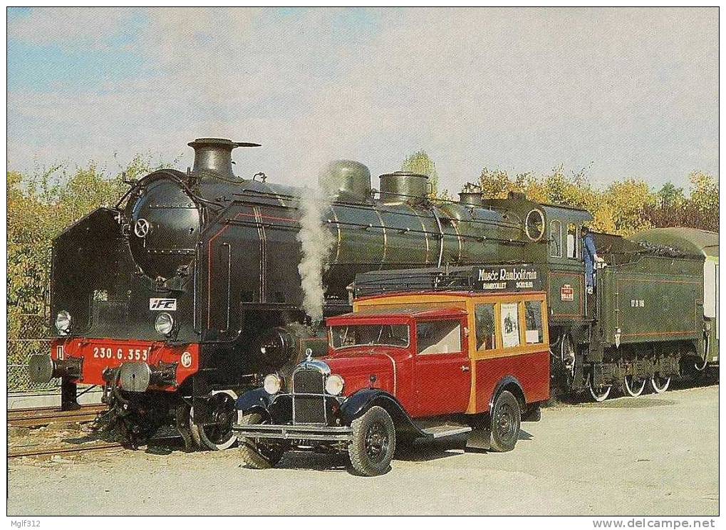 RAMBOUILLET (78) Loco Vapeur 230 G 353 Et Voiture Citroën C4 RETRO TRAIN + AUTO Le 23 Octobre 1988 - Trains