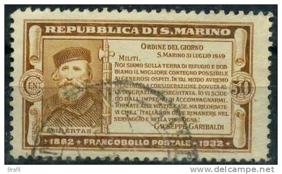 1932 San Marino, Morte Garibaldi , Valore Da Cent.50 Usato - Used Stamps