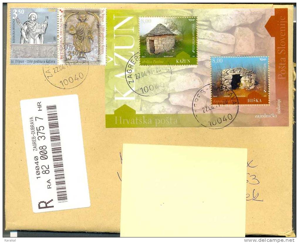 T20090203 & T2090925 Joint Issue Twin Issue Croatia Stamps Used On Registered Letter To Belgium - Emissioni Congiunte