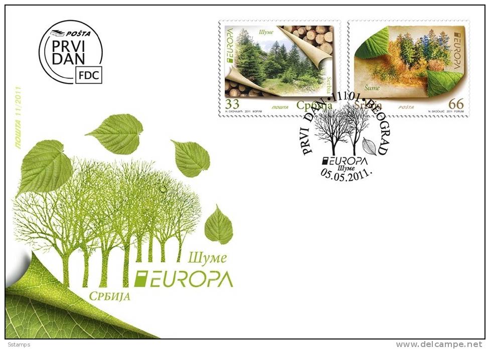 2011SRB  EUROPA 2011 CEPT FORESTS  SERBIEN SERBIA SRBIJA FDC - 2011