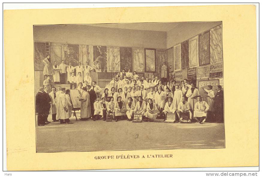 Ecole Supérieure De Peinture De Bruxelles - Ixelles - Groupe D'élèves à L'atelier - Carte Pré Imprimée(1916)b62 - Educazione, Scuole E Università