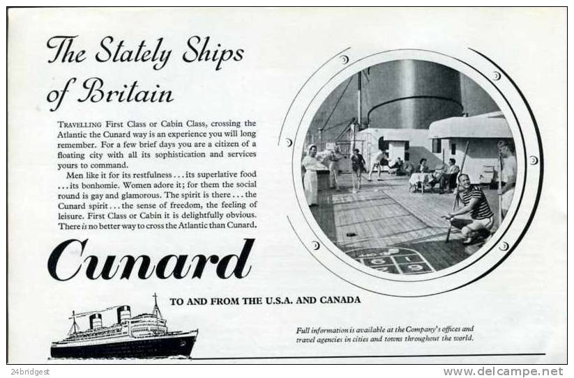 Cunard Shipping Line Advert  1957 - Sonstige & Ohne Zuordnung