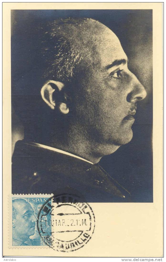 General Franco 1952 Carte Maximum, Cachet Du Ferrol Del Caudillo - Tarjetas Máxima