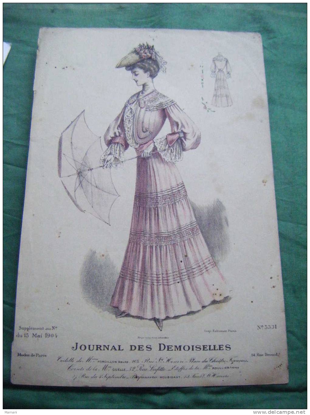 3 Documents -toilette De Casino-campagne--ville-soiree- Etc...ombrelle-chapeau-journal Des Demoiselles- - Vor 1900