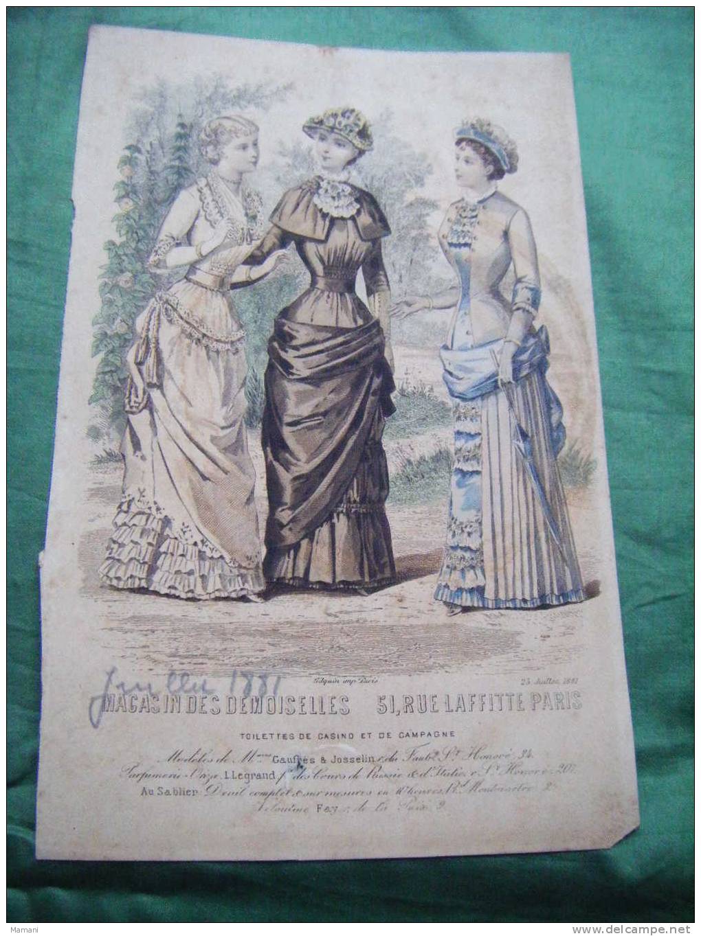 3 Documents -toilette De Casino-campagne--ville-soiree- Etc...ombrelle-chapeau-journal Des Demoiselles- - Before 1900