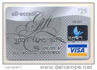 Visa  U.S.A.,  Gift Card For Collection, No Value, Mint Condition # Visa-1 - Credit Cards (Exp. Date Min. 10 Years)