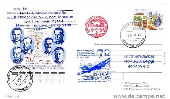 Russia 2007. 70 Years Of Transpolar Flight Of Crew Of M.M.Gromova Through The North Pole - Polar Flights