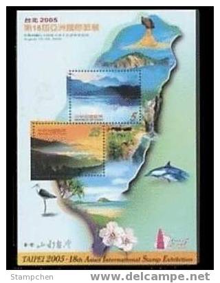 2004 Taiwan Landscape Stamps S/s Lake Mount Whale Map Ocean Island Rock Gorge Bird Flower - Dolphins