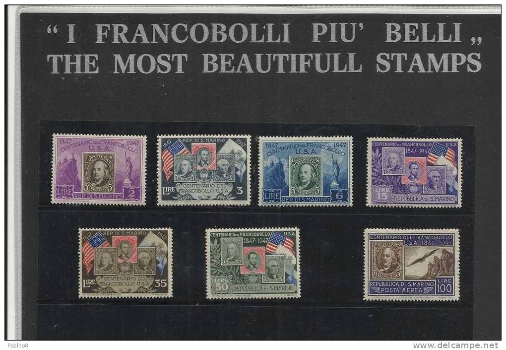 SAN MARINO 1947 CENTENARIO FRANCOBOLLO USA SERIE COMPLETA MNH - Unused Stamps