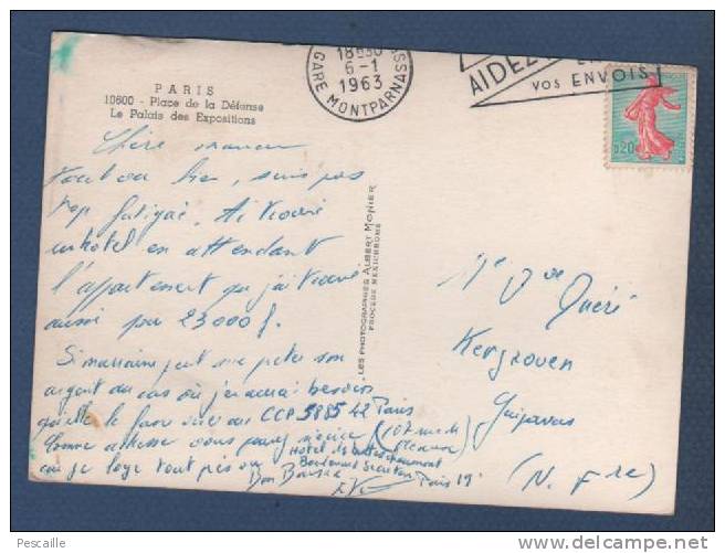 92 HAUTS DE SEINE PUTEAUX - CP PARIS PLACE DE LA DEFENSE - LE PALAIS DES EXPOSITIONS ( SICOB ) - ALBERT MONIER N° 10600 - La Defense