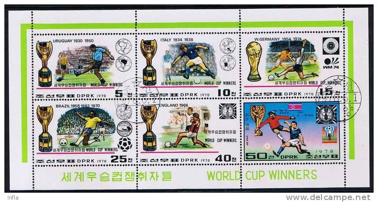 Korea 1978, Michel # 1747 - 1752 O Kleinbogen Fussball WM Pokal Gewinner - Sonstige & Ohne Zuordnung