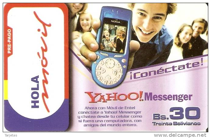 TARJETA DE BOLIVIA DE HOLA MOVIL Bs30 YAHOO MESSENGER - Bolivia