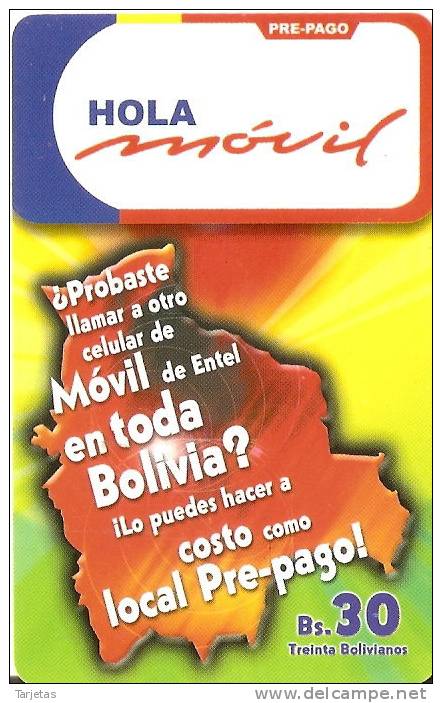 TARJETA DE BOLIVIA DE HOLA MOVIL Bs30  LOCAL PREPAGO - Bolivien