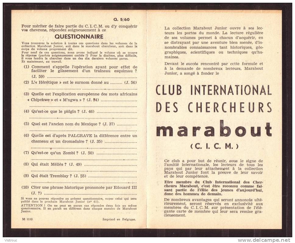 Supplément - Questionnaire  C.I.C.M. N° 5 Du MJ N° 60 . - Marabout Junior