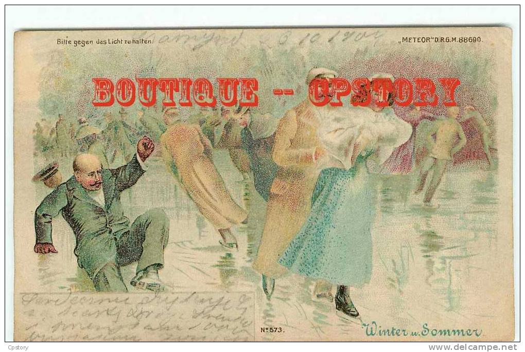 OF < ART NOUVEAU - FEMME - PATINAGE ARTISTIQUE - Edition Météor N° 572 Voyagée 1900 - Dos Scané - Figure Skating