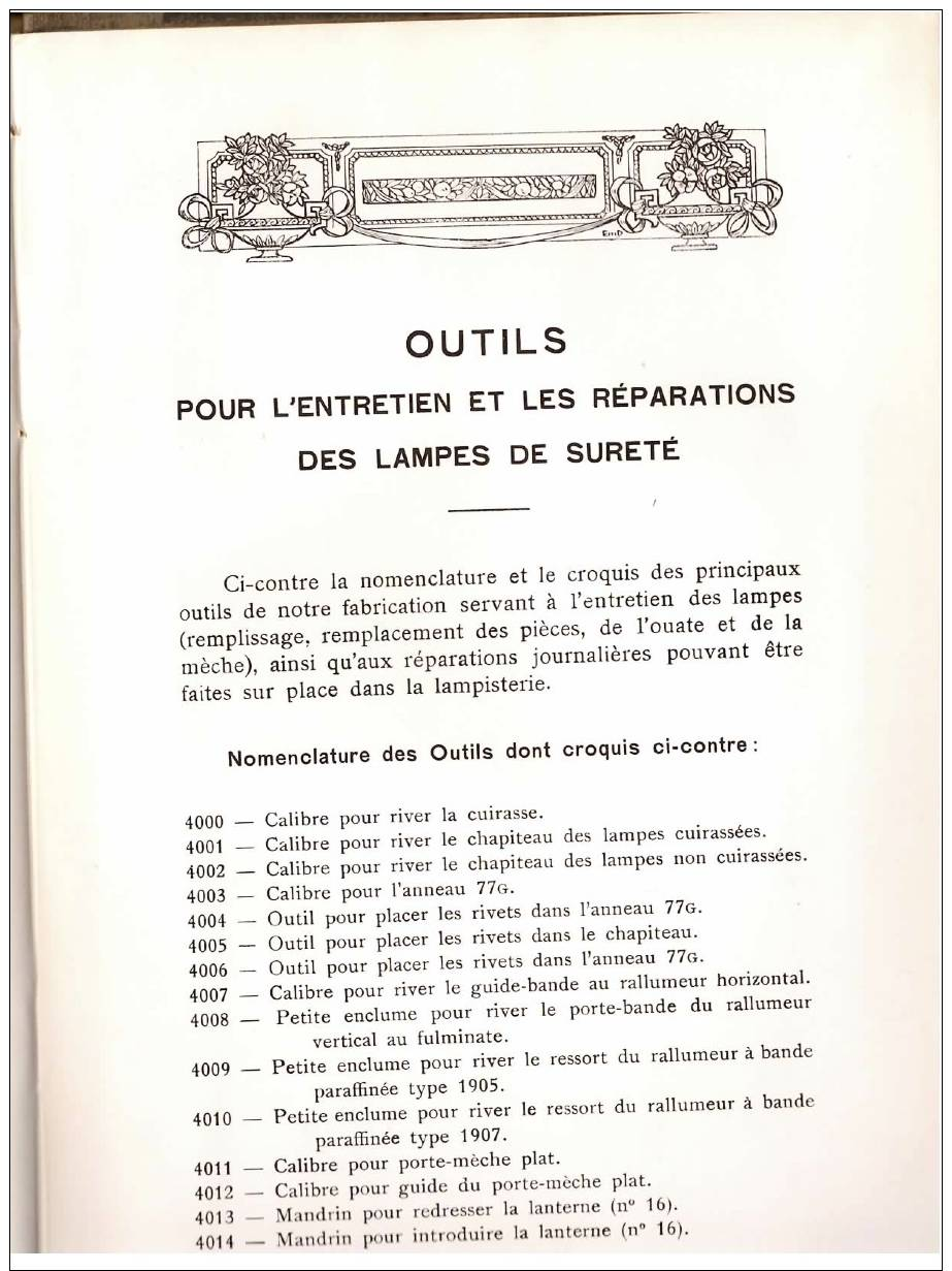 LAMPISTERIES DE CHARBONNAGES (Fabrique Liégeoise de Lampes de Sureté) H.JORIS Usines de LONCIN & JEUMONT 1911