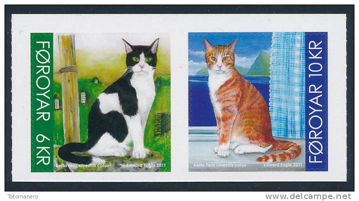 FAROE ISLANDS DENMARK/Dänemark Färöer 2011 CATS Adhesive From Booklet 2v** - Gatti