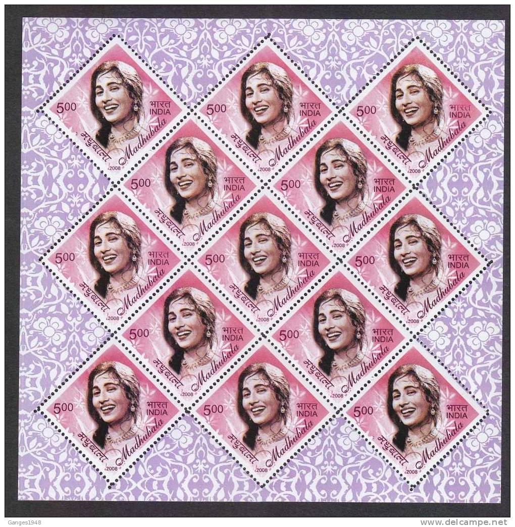 India 2008  Cinema Actress Heroine   MADHUBALA Sheetlet #  22605 S - Blocks & Sheetlets