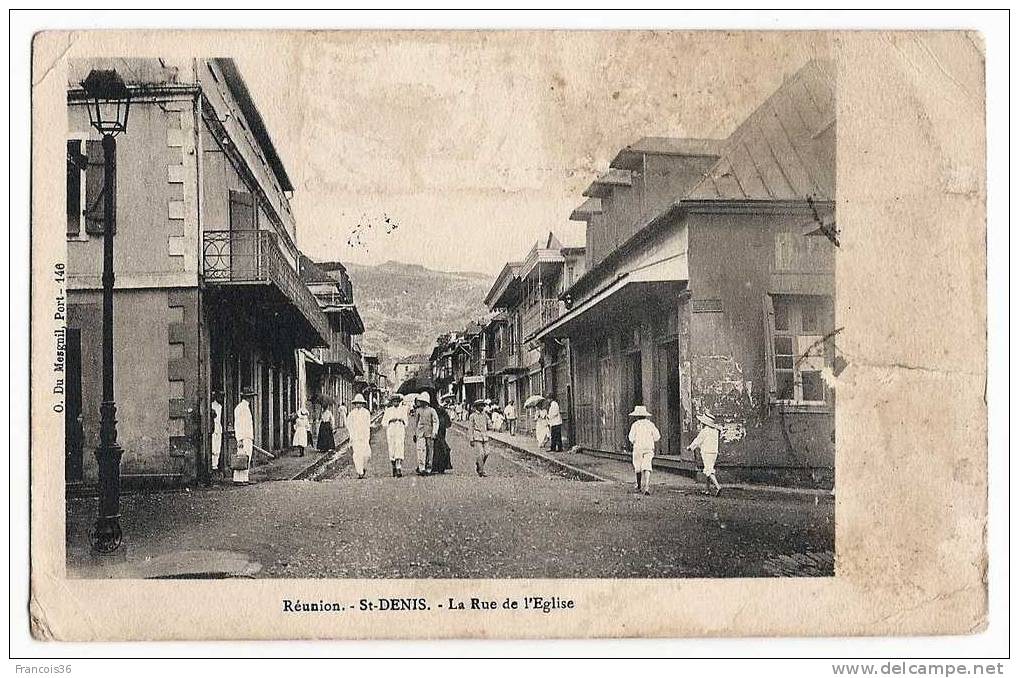 Ile De La Réunion - St Saint Denis - La Rue De L´Eglise - 1913 Dos écrit - Saint Denis