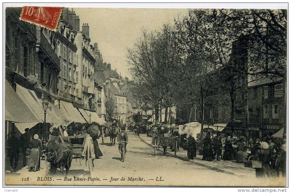 41 - BLOIS - Rue Denis Papin, Jour De Marché - Blois