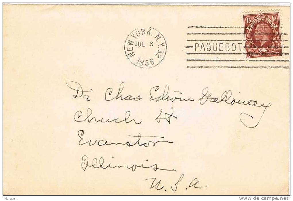 Carta Desde Inglaterra 1937. PAQUEBOT.  New York - Briefe U. Dokumente