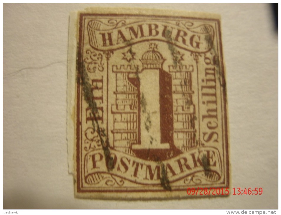 HAMBURG 1859,  MICHEL OR SCOTT 2,  1  S BROWN,  USED - Hambourg