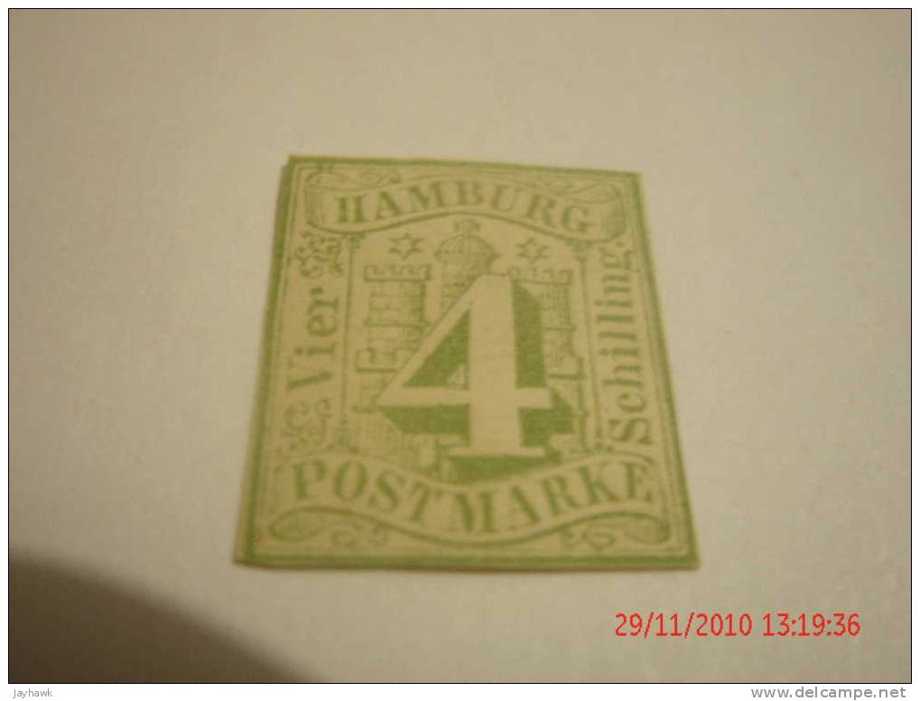 HAMBURG 1859,  MICHEL OR SCOTT 5,  4  S YELLOW GREEN,  UNUSED NG - Hambourg